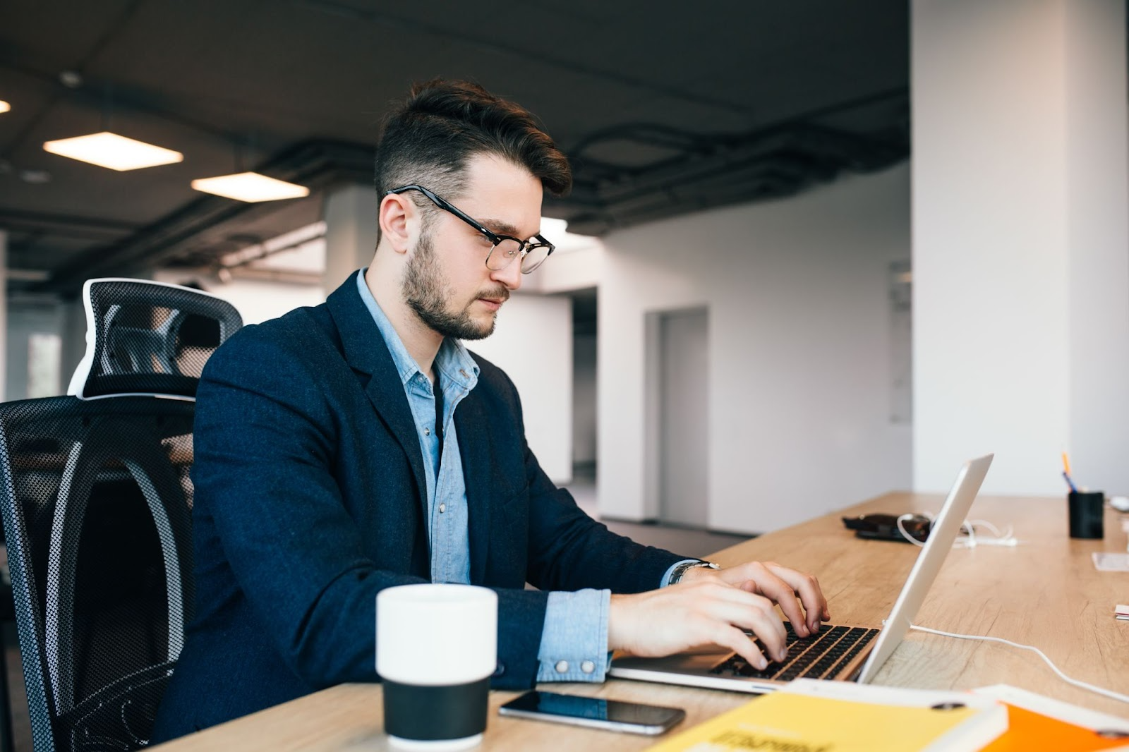 man working in an office