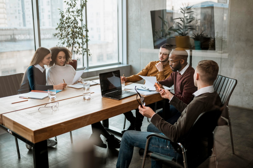 people sitting in an office