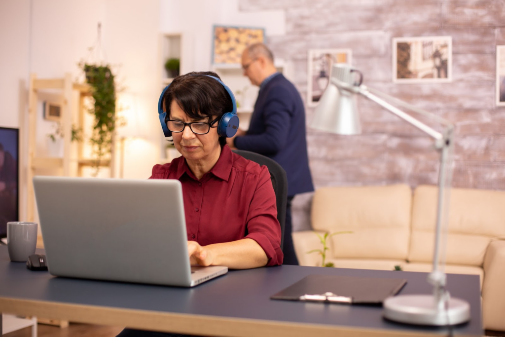 woman working remotely