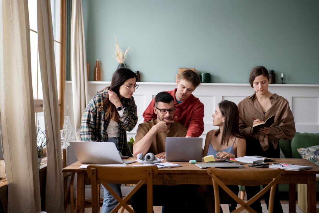 A group of people having a discussion