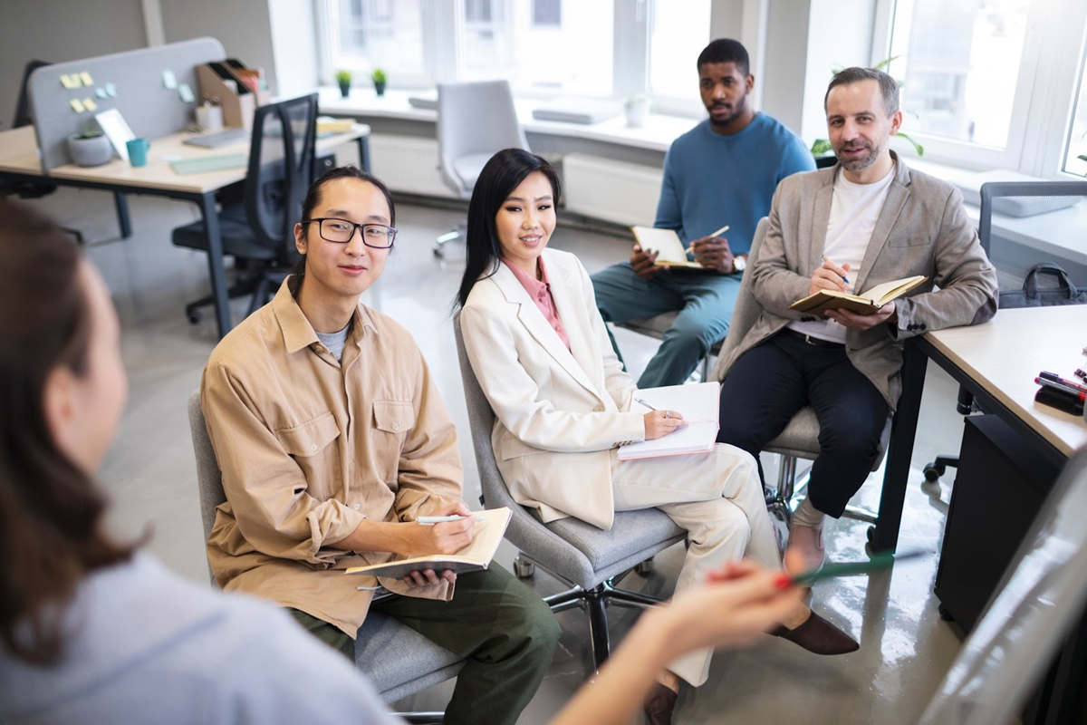 Colleagues during an office training