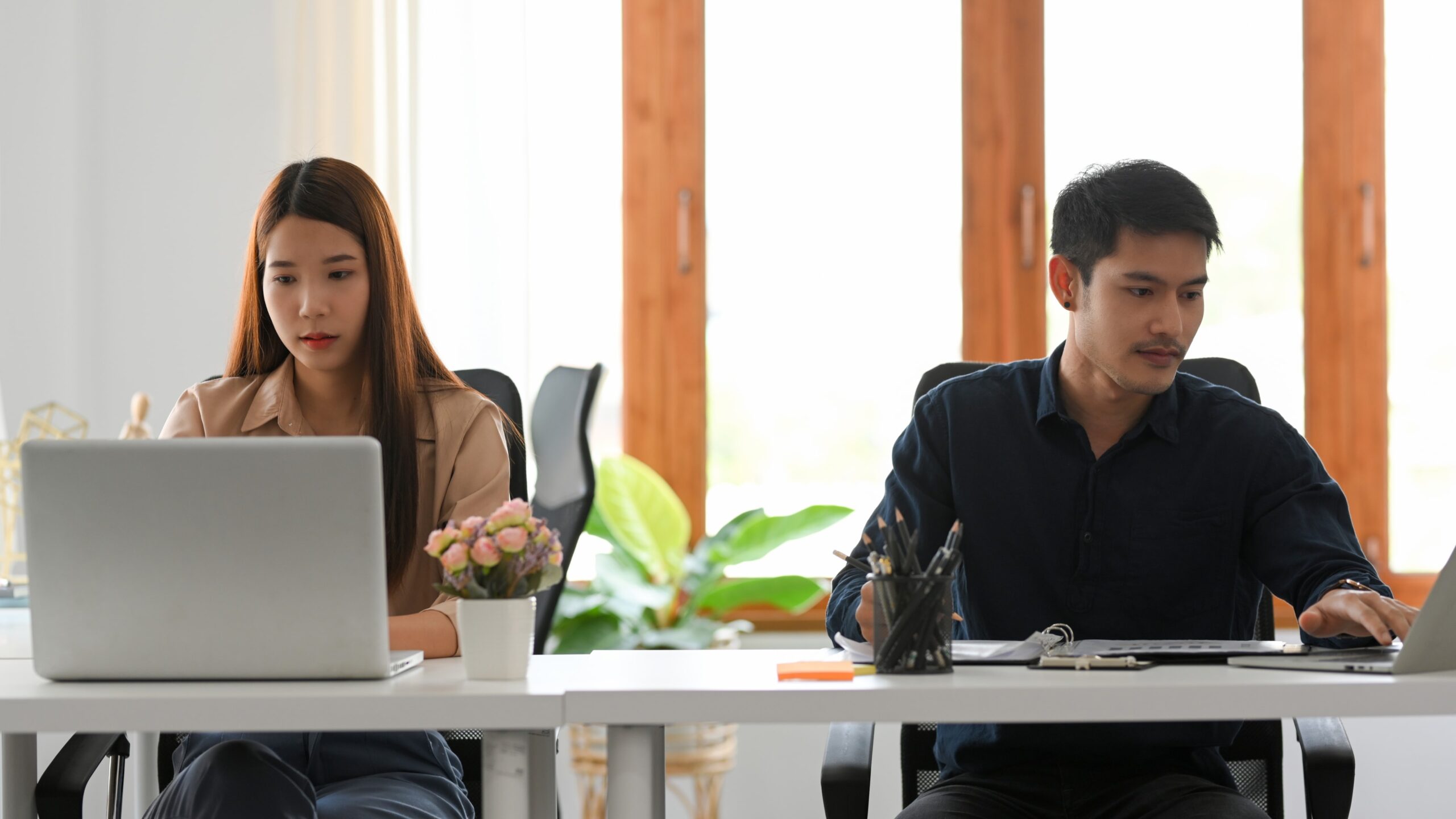 Two person working in the office